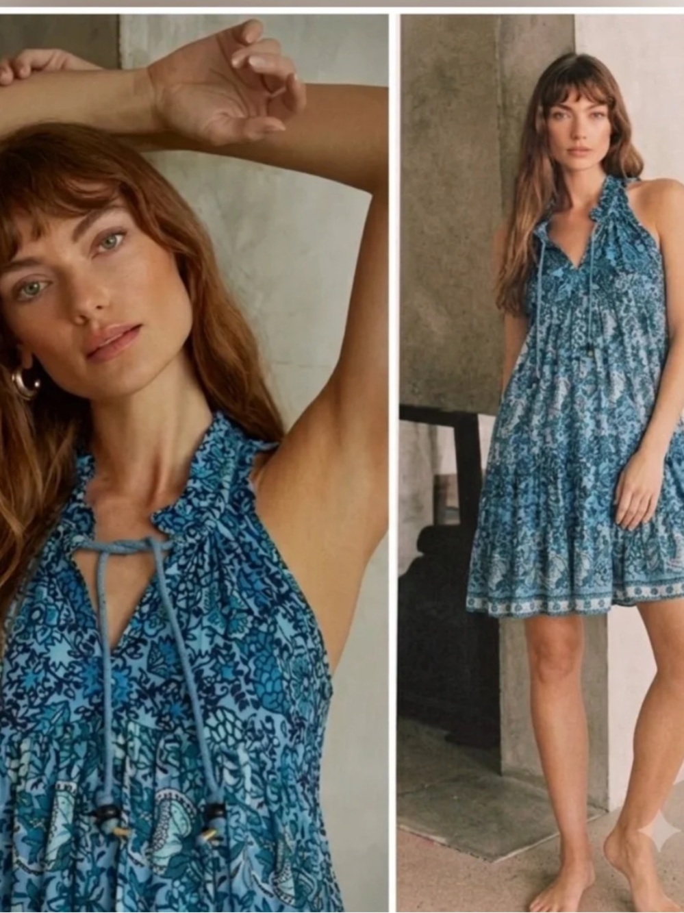 Tuckernuck Ro's Garden Sofia Mini Dress Size Medium blue joey